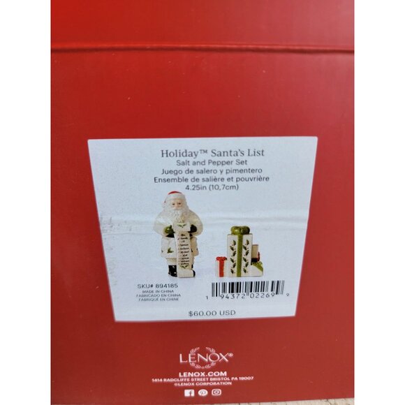 Lenox holiday Santa's list salt pepper set Shaker Xmas‎ decor - Picture 3 of 7
